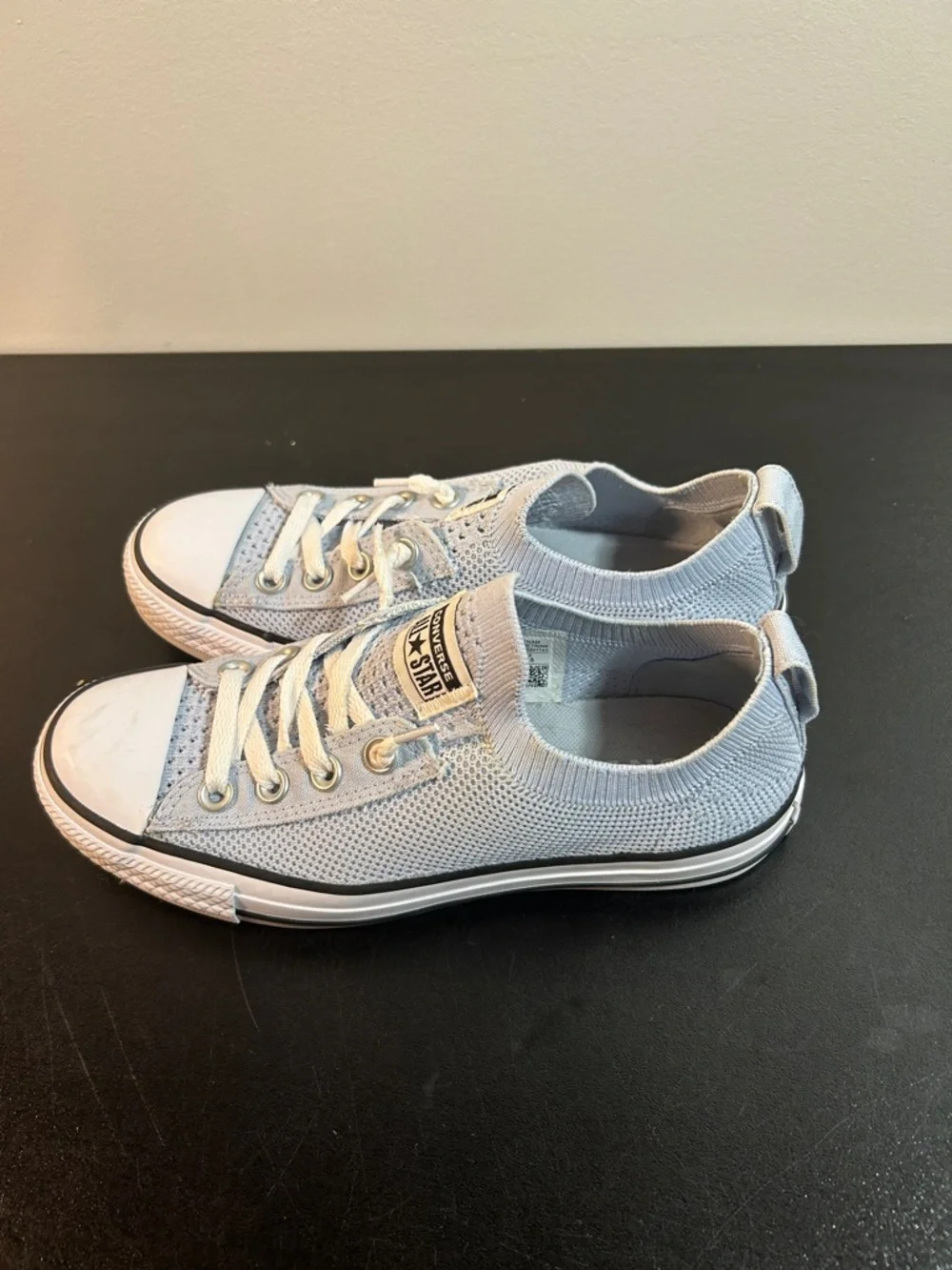 Converse Women’s All Star Slip-On Sneakers - Light Blue Knit - Picture 5 of 7
